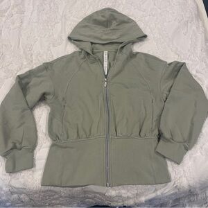 Lululemon Hugged Waist Cotton Zip Hoodie - Green Fern - Size 4 -Terry Sweatshirt